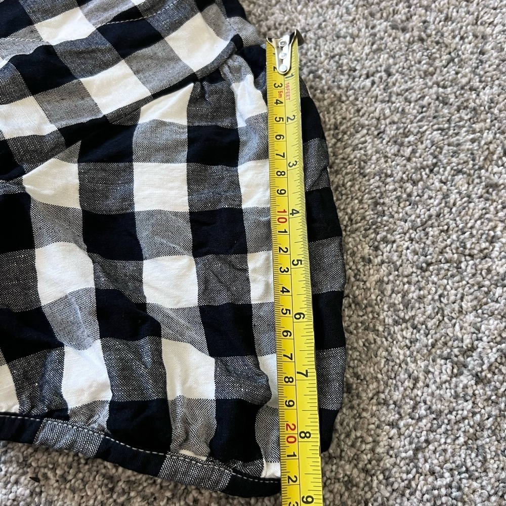 Ann Taylor LOFT Dress Size 2P Linen Blend Short Sleeve Lined Gingham V-Neck - Picture 9 of 11